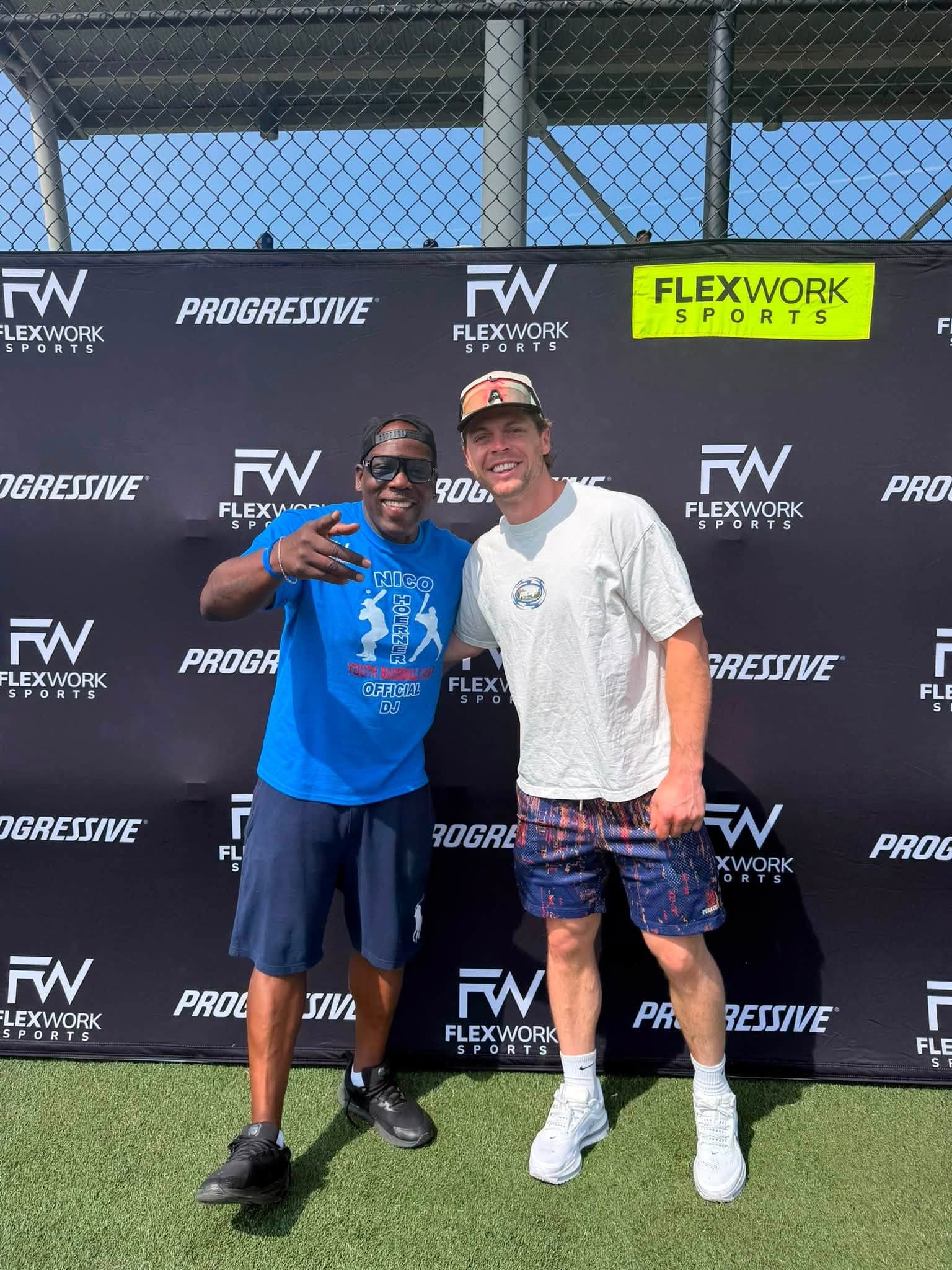 DJMR262 with a guest at the Matthew Golden youth football camp