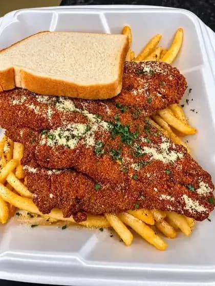 Fried fish platter from Juicy Lucy's Kitchen