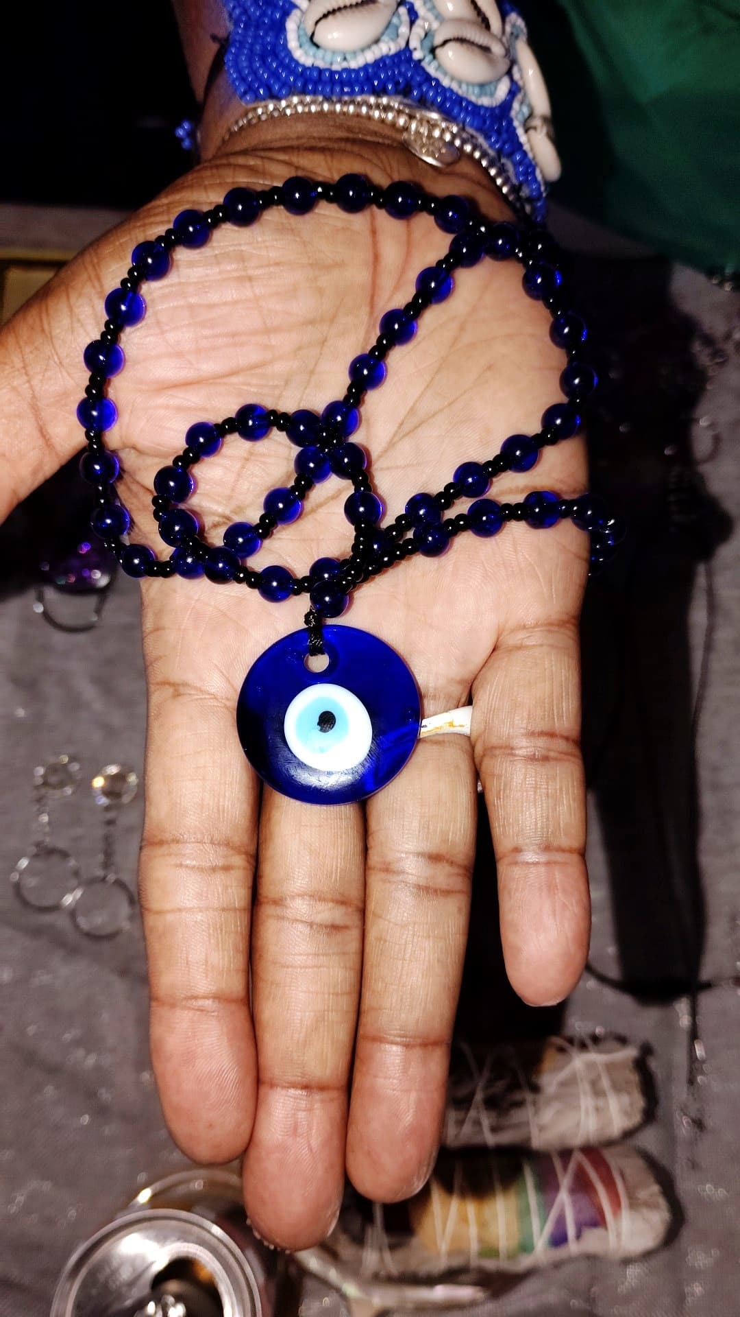 Blue beaded necklace from L. Marie's Creations