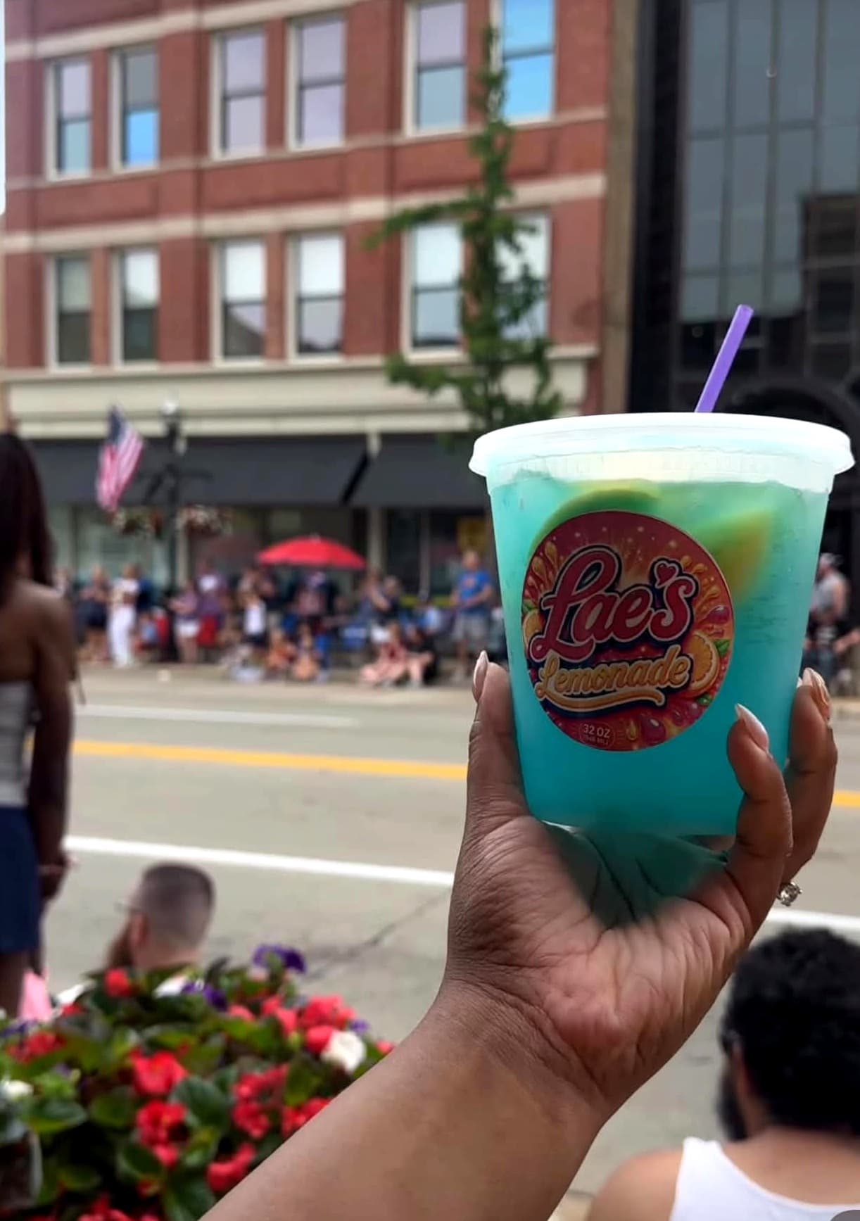 Vendor-supplied photo of a blue Lae's Lemonade specialty drink