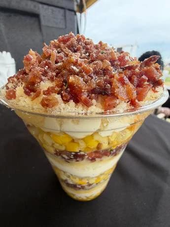 Bacon-topped King's Cup elote from The Corn King
