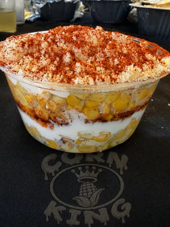 Traditional elote cup from The Corn King