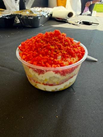 Hot Cheetos elote cup from The Corn King